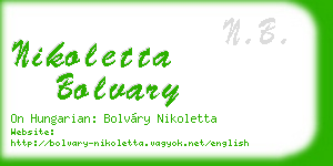 nikoletta bolvary business card